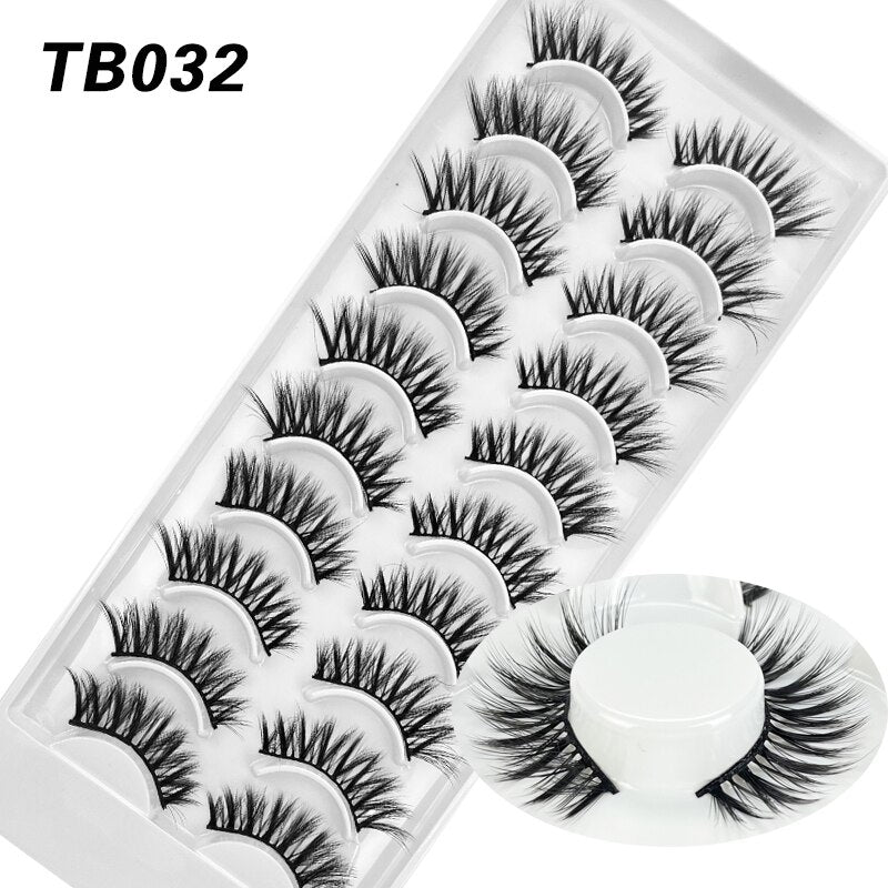 10 Pairs Natural 3d Faux Mink False Eyelashes