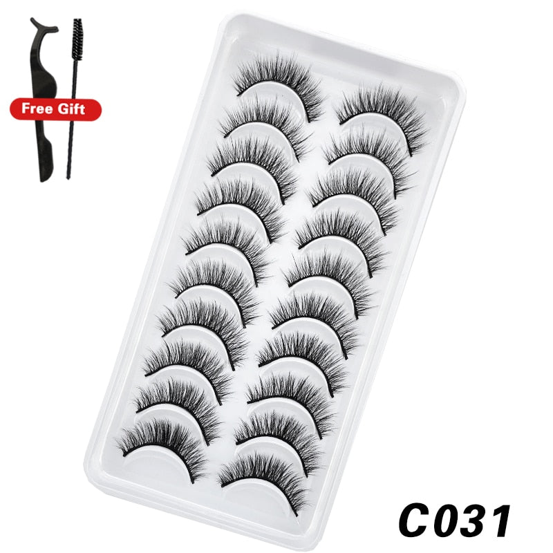6 / 10 pairs Natural Short Eyelashes 3D Mink Lashes ExtensionsThick, Lightweight, Comfortable, Natural Look And Shape