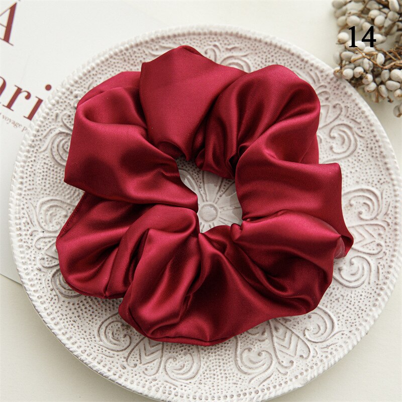 Multicolored Satin oversized scrunchies- stretch elastic