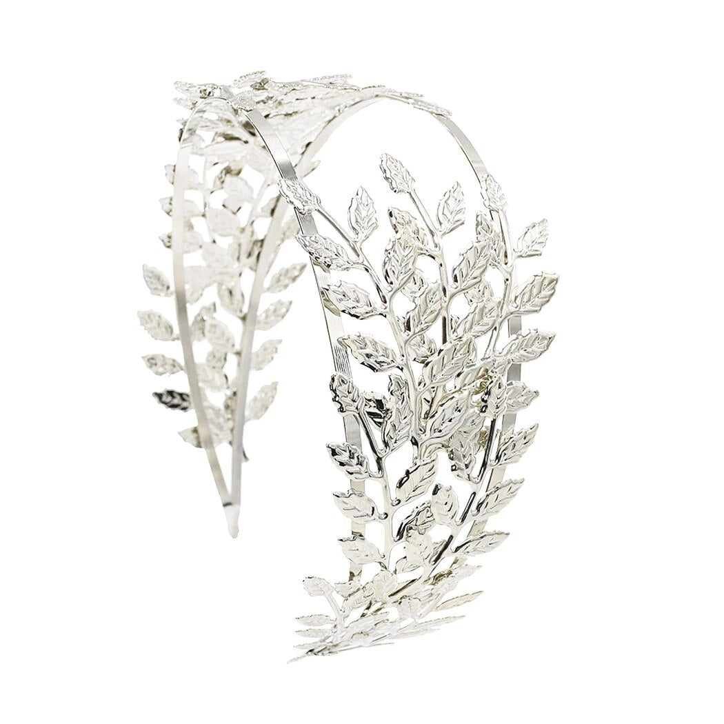 Fashion Golden Leaf Laurel Tiara Grecian Leaf Back Headwear Pearl Wedding Tiara Headband Hair Crown Bridal Hair Accessories