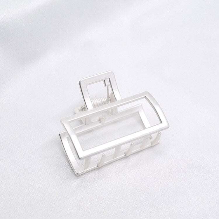 Women Girls Geometric Hair Claw Clamps Metal Hair Crab Moon Shape Hair Claw Clip Solid Color Hairpin Large Size Hair Accessories