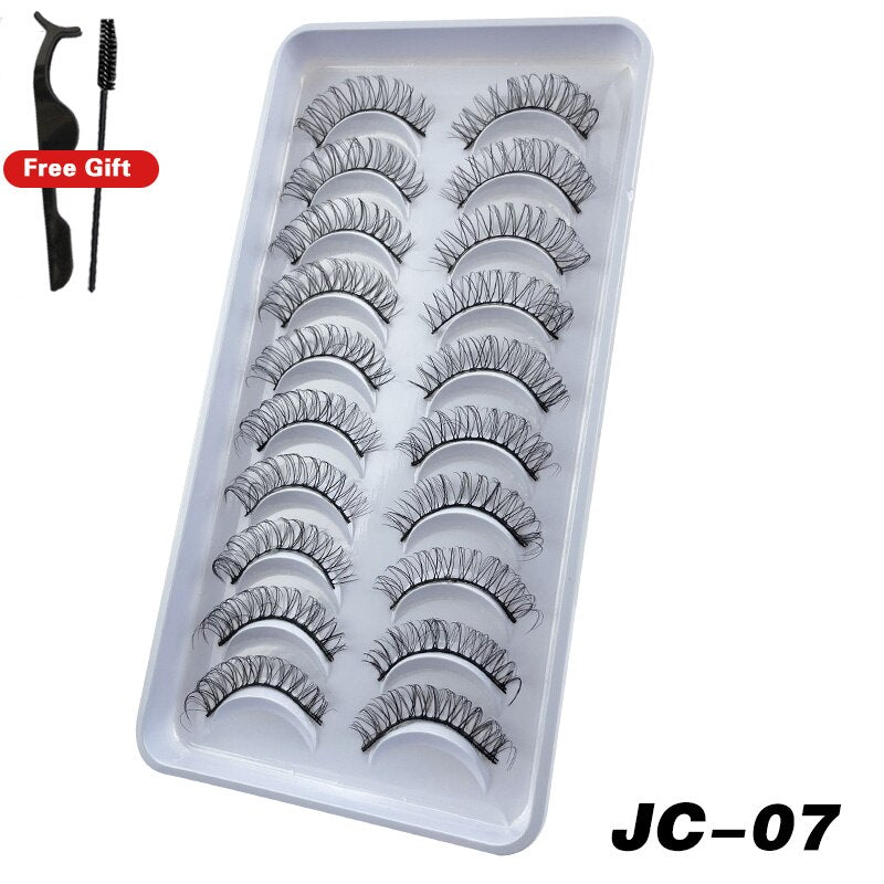 Russian Strip Lashes 6/10 Pairs Fluffy Mink Lashes 3D False Eyelashes Russian Eyelash DD Curl Fake Eye Lash Makeup