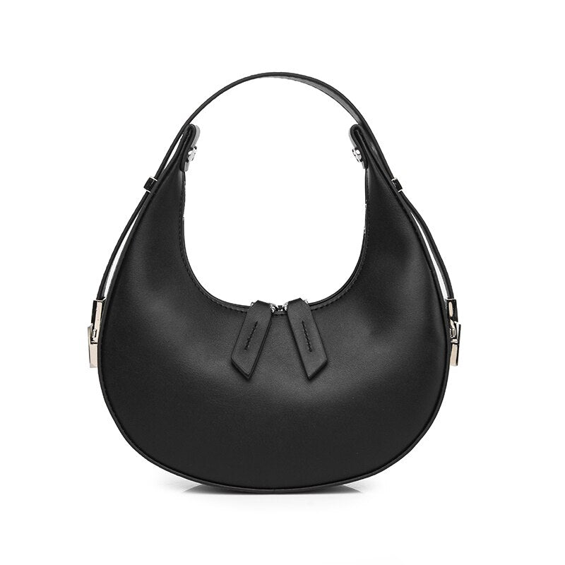 Fashionable Pu Leather Crescent Bag for Women Round Shoulder Bag 2023 Designer New Pure Bag
