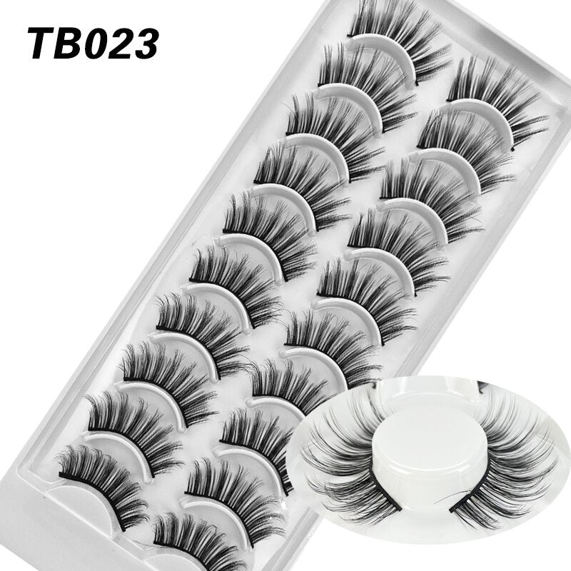 10 Pairs Natural 3d Faux Mink False Eyelashes