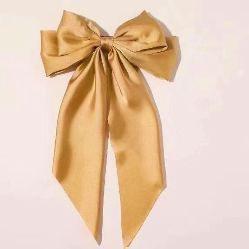 Women Large Bow Hairpin Summer Chiffon Big Bowknot Stain Bow Barrettes Women Solid Color Ponytail Clip Hair Accessories