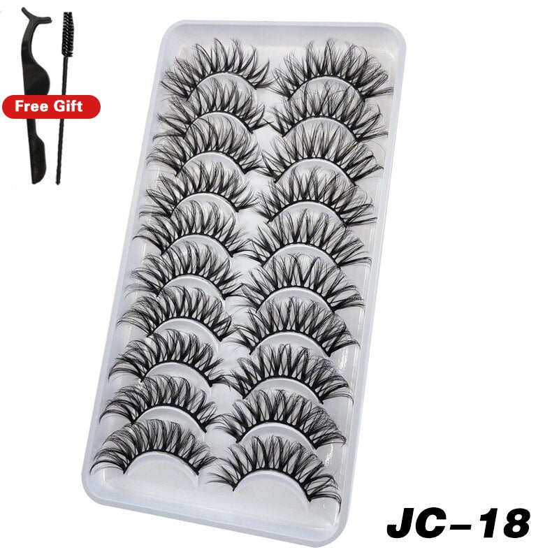 Russian Strip Lashes 6/10 Pairs Fluffy Mink Lashes 3D False Eyelashes Russian Eyelash DD Curl Fake Eye Lash Makeup