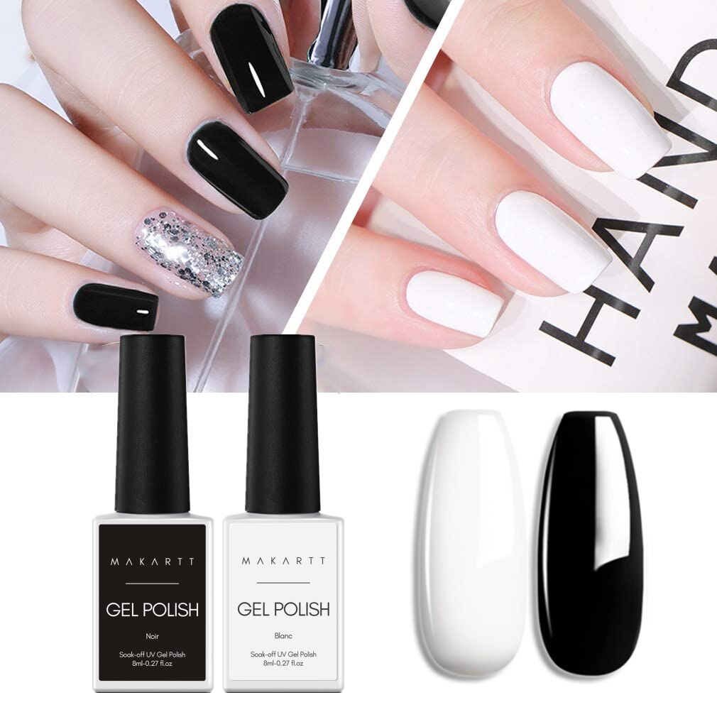 Black White Nail Gel Polish Kit Holographic Gel Polish Set Soak Off UV LED Gel Varnish Manicure Nail Art.