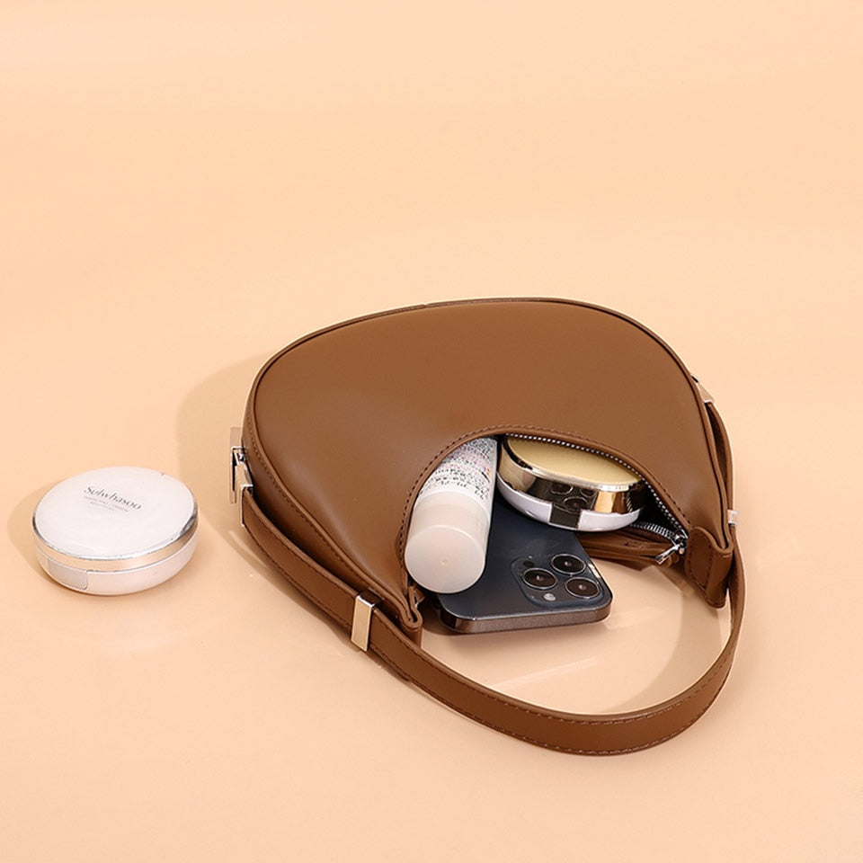 Trendy High Quality Luxury Brand Design Autumn Women's One Shoulder Crescent Bag Small