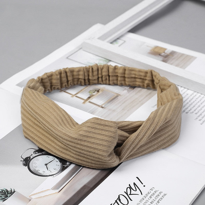 Solid Color Headband for Women Men Yoga Knitting Elastic Hair Bands Turban Makeup Hair Hoop Vintage Headwrap Accessories