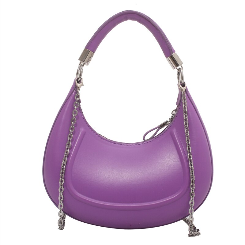 Half-moon Small Leather Arm Bag with Short Handle 2022 Women Designer Handbag Luxury Chain Lady Shoulder Crossbody Bag