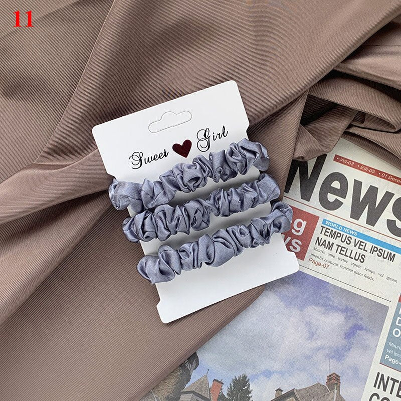Women Girls Silky Satin Hair Scrunchies Solid Stretch Elastic Hair Tie Simple Elegant Rubber Band Ponytail Tie Wholesale