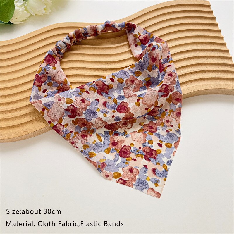 Floral Print Triangle Hair Scarf Headband Cute Turban Headwrap Head Scarf Elastic Hair Band Hairbands Women Hair Accessories summer wear