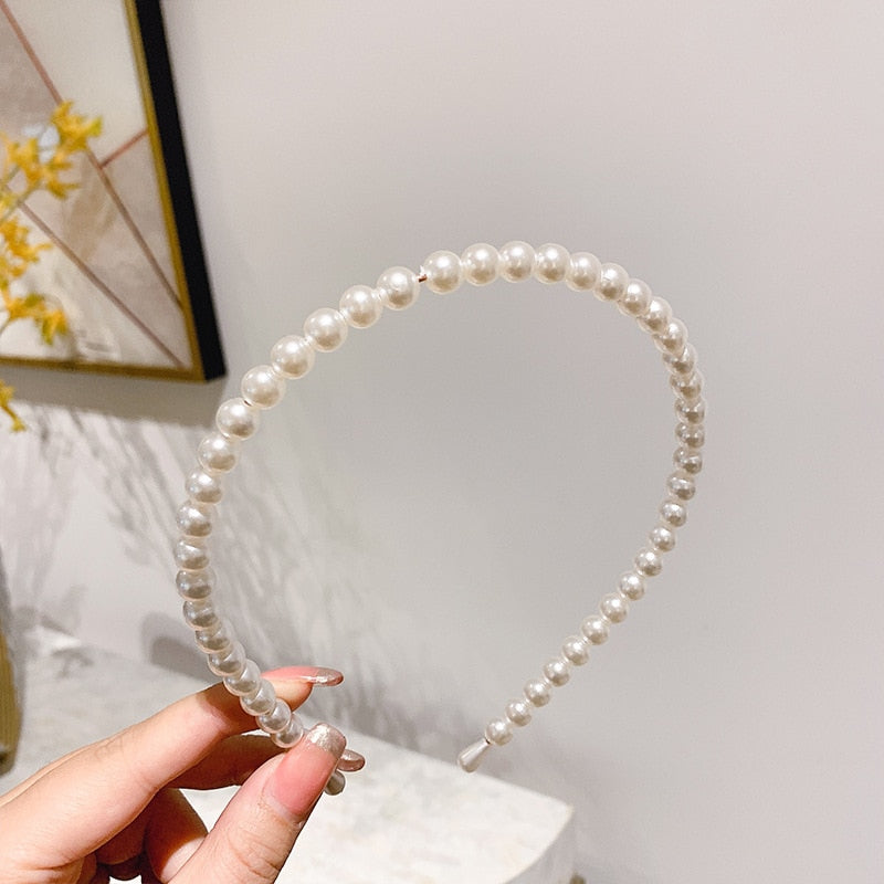 New Women Full Pearls Hair Bands Elegant Sweet Headband Simple Hair Hoop Head Band Korean Handmade Wedding Hair Accessories Gift