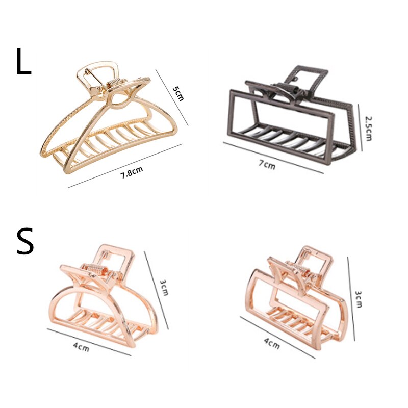 Women Girls Geometric Hair Claw Clamps Metal Hair Crab Moon Shape Hair Claw Clip Solid Color Hairpin Large Size Hair Accessories
