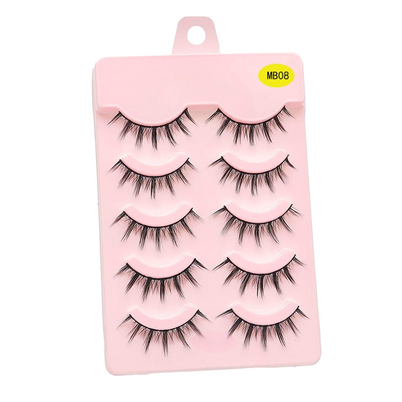 LEKOFO 5 Pairs 3D mink manga lashes faux cils korean natural fake eye lashes extension cosplay fluffy false eyelashes makeup New