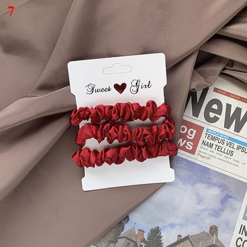 Women Girls Silky Satin Hair Scrunchies Solid Stretch Elastic Hair Tie Simple Elegant Rubber Band Ponytail Tie Wholesale