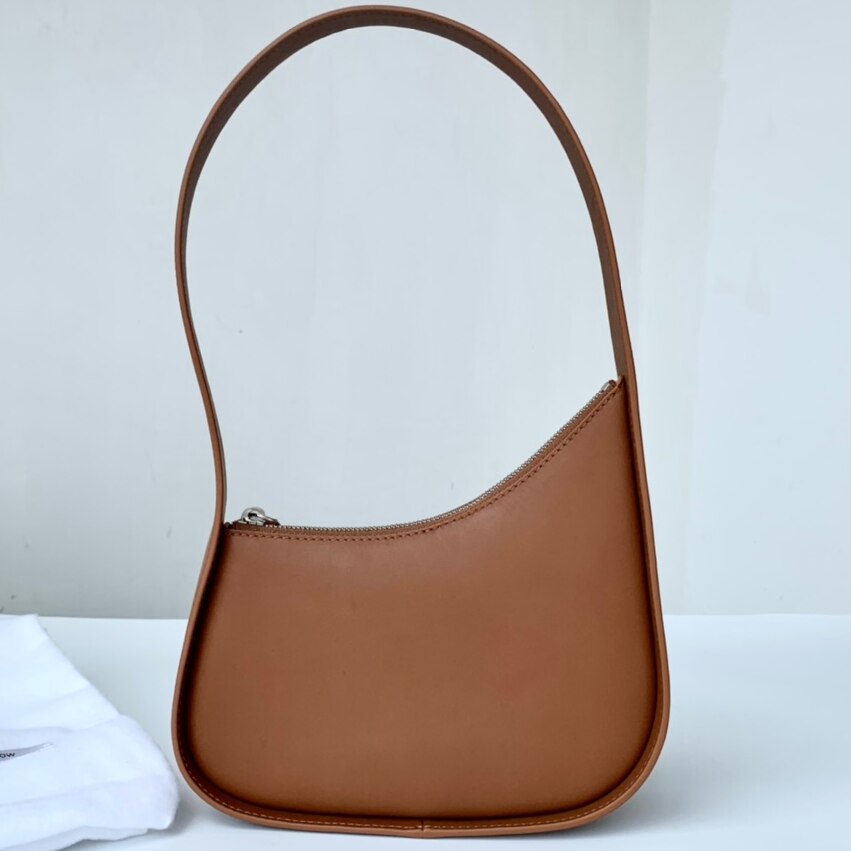 New Ladies First Layer Cowhide New Leather Moon-shaped Ladies Handbag Top Layer Cowhide Underarm Mini Bag