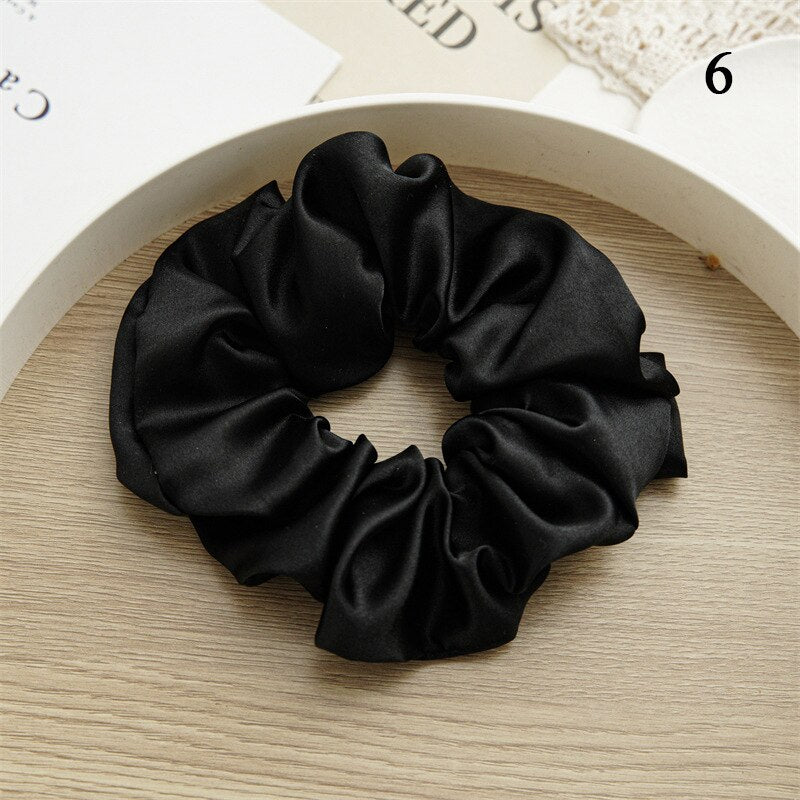 Multicolored Satin oversized scrunchies- stretch elastic