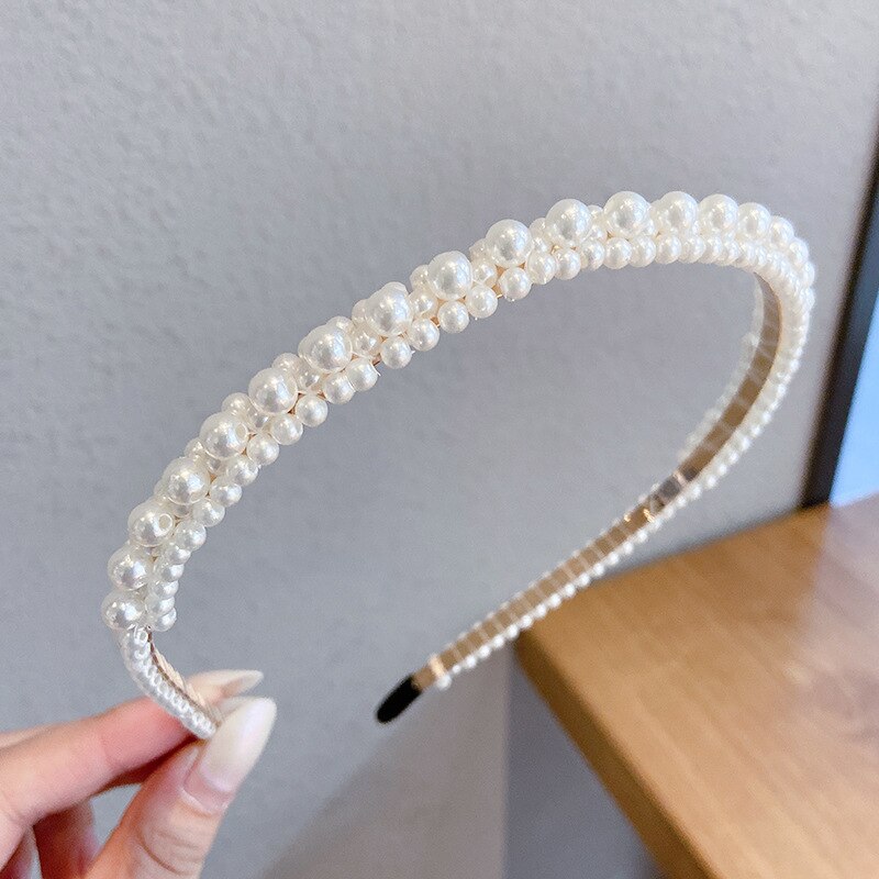 New Women Full Pearls Hair Bands Elegant Sweet Headband Simple Hair Hoop Head Band Korean Handmade Wedding Hair Accessories Gift