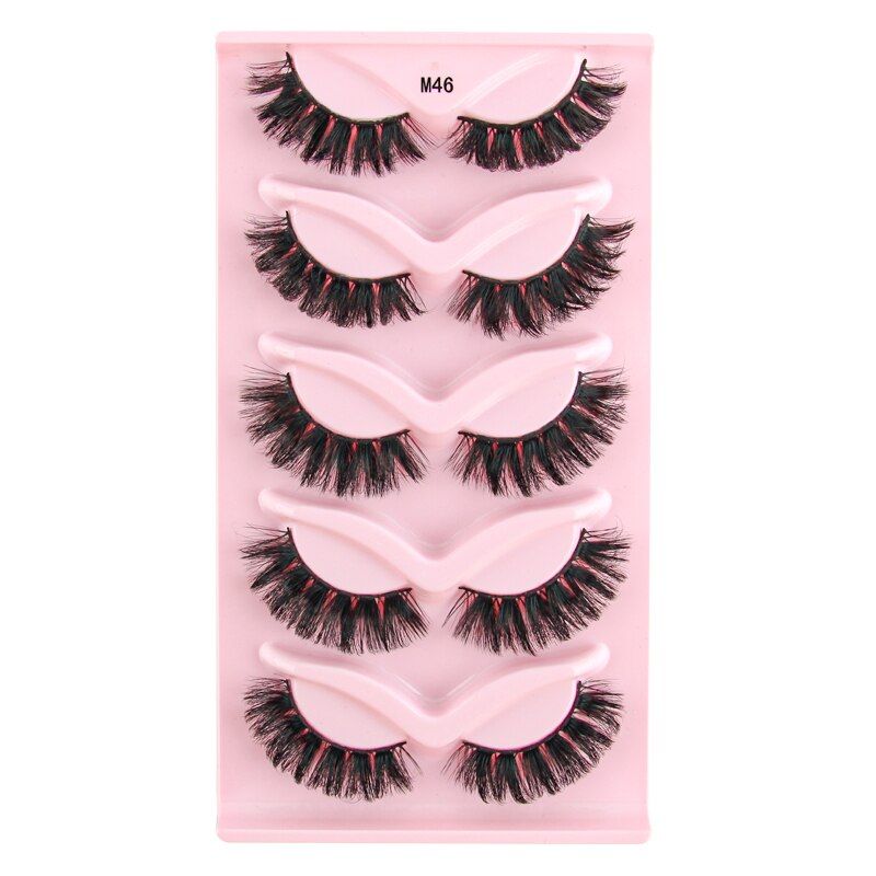 Half Lashes 3D Cat Eye Lashes Natural Look Fluffy Corner Eyelashes 3/5/10 Pairs Wispy Half False Eyelashes Faux Mink Makeup