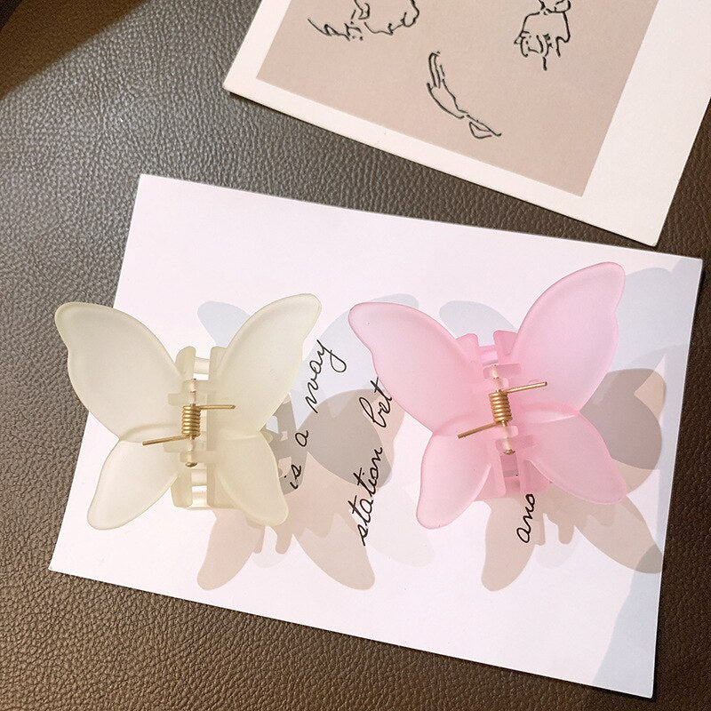 New Solid Matte Transparent Butterfly Hair Claws Clips Women Girls Elegant Decorate Hairpins Headband Fashion Hair Accessories