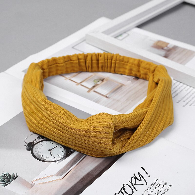 Solid Color Headband for Women Men Yoga Knitting Elastic Hair Bands Turban Makeup Hair Hoop Vintage Headwrap Accessories