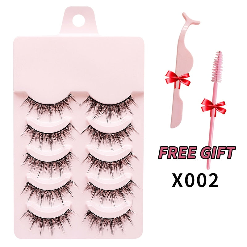 Natural 5 Pairs Professional Makeup Lashes Wispy False Eyelashes Korean Style Free shipping Cosplay Soft New Manga Beauty