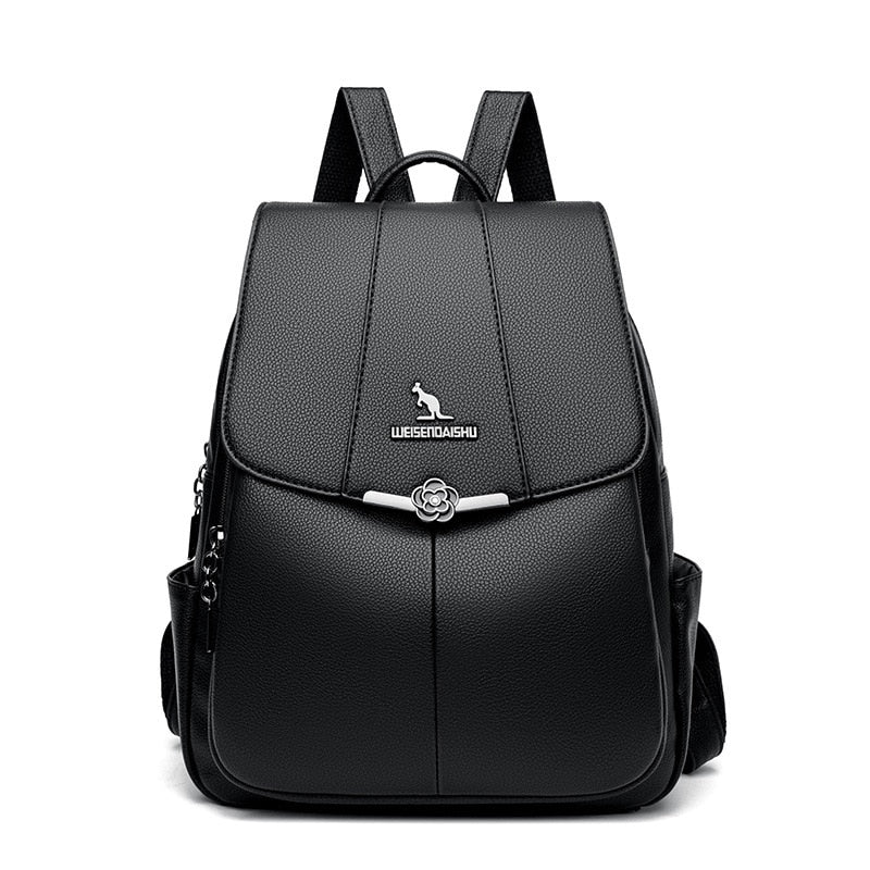 Women's Backpack Soft Leather Casual Lightweight One-Shoulder Travel Bag Fashion School Bag
