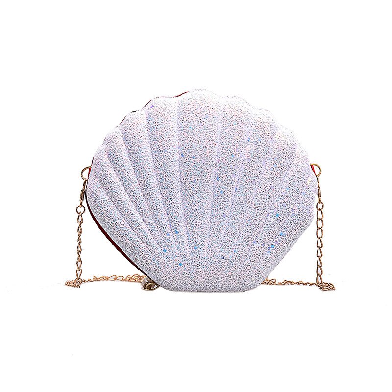 Women Shoulder Handbags Shell Bag Chain Cute Sequins Small Bag Phone Money Pouch Zipper Crossbody Bags for Women