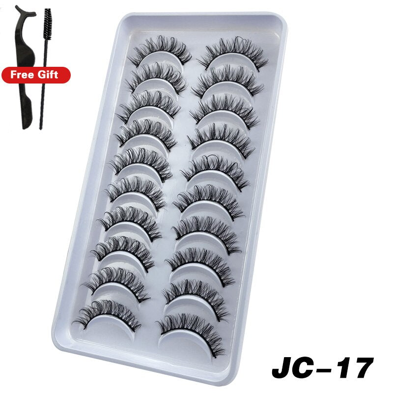 Russian Strip Lashes 6/10 Pairs Fluffy Mink Lashes 3D False Eyelashes Russian Eyelash DD Curl Fake Eye Lash Makeup