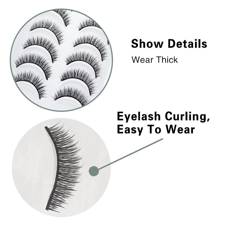 6 / 10 pairs Natural Short Eyelashes 3D Mink Lashes ExtensionsThick, Lightweight, Comfortable, Natural Look And Shape