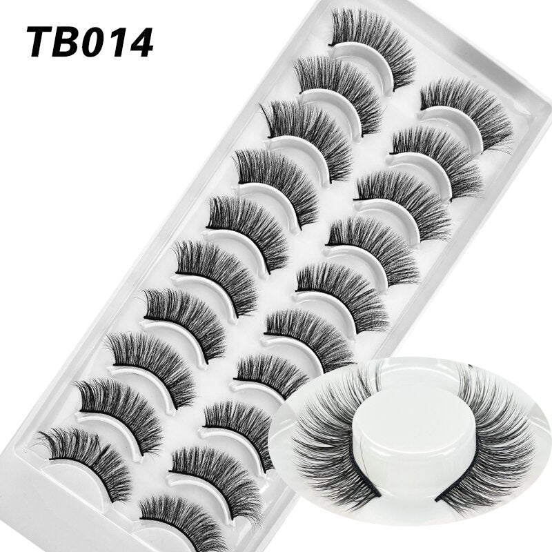 10 Pairs Natural 3d Faux Mink False Eyelashes