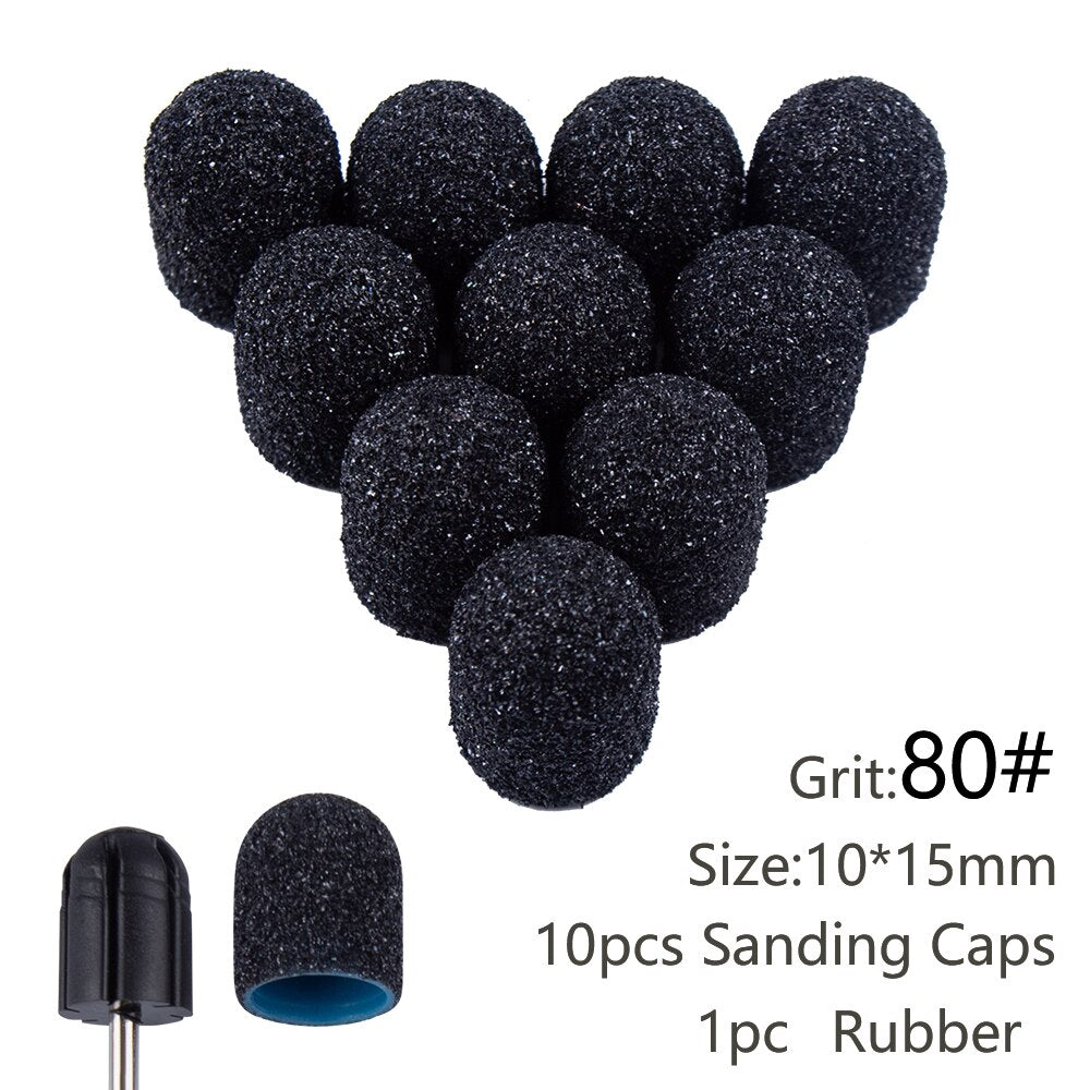 10pcs Nail Sanding Caps With Rubber Gel Polish Remover Nail