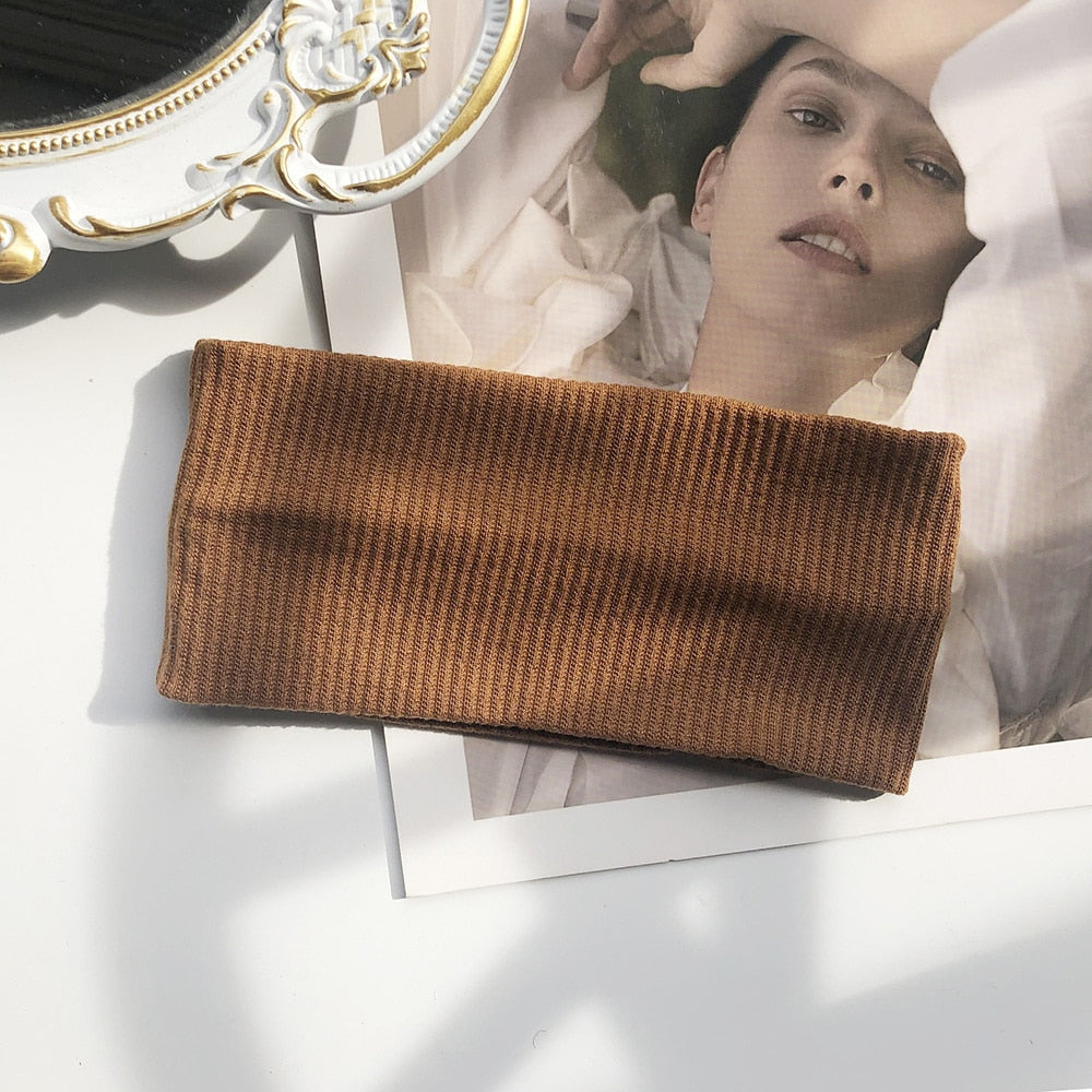 Solid Color Headband for Women Men Yoga Knitting Elastic Hair Bands Turban Makeup Hair Hoop Vintage Headwrap Accessories