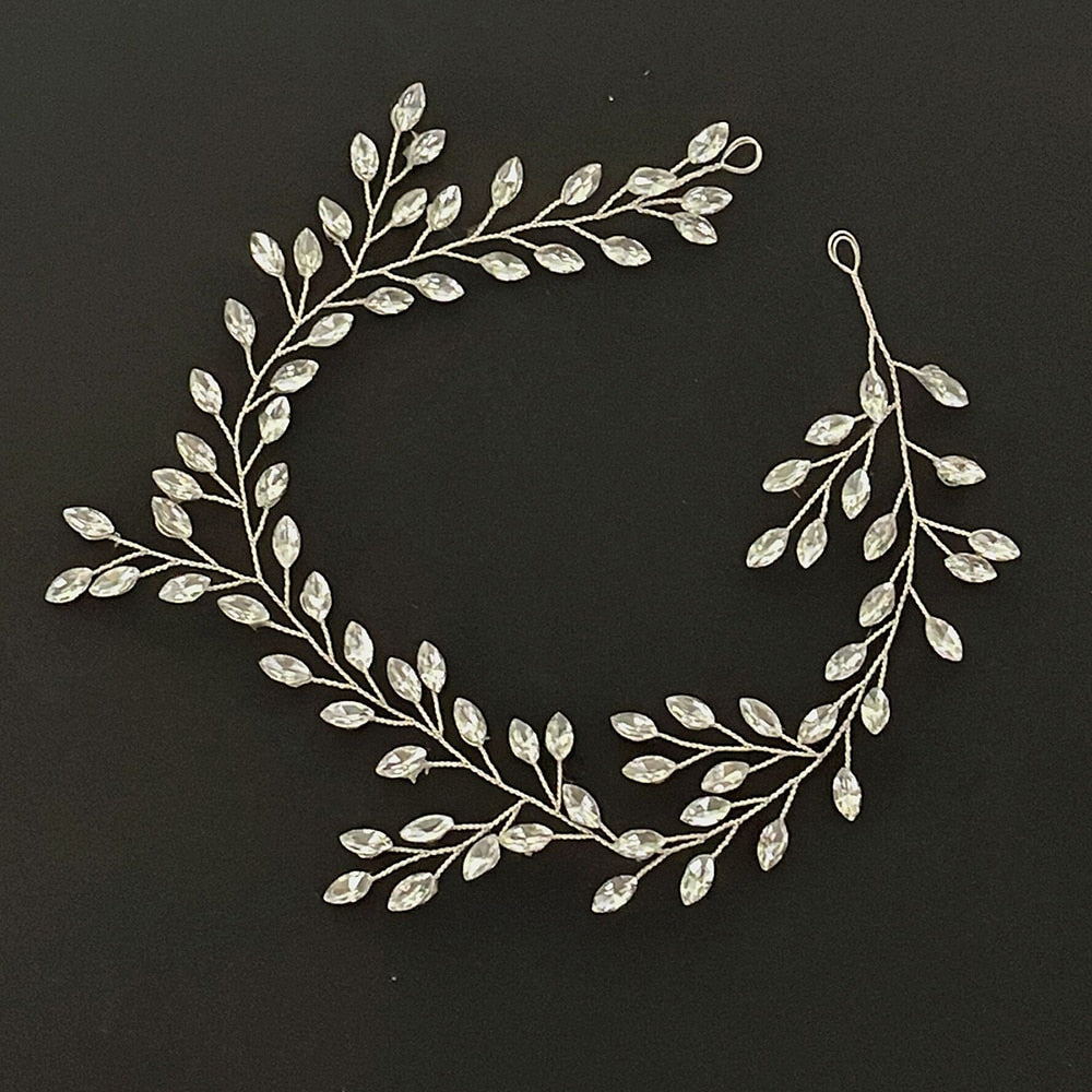 Wedding Headbands Rhinestone Hairbands for Bride Party Hair Accessories Simple Crystal Leaf Headwear