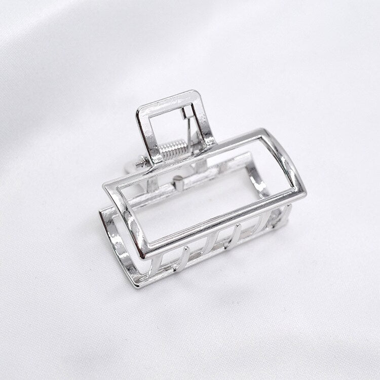 Women Girls Geometric Hair Claw Clamps Metal Hair Crab Moon Shape Hair Claw Clip Solid Color Hairpin Large Size Hair Accessories