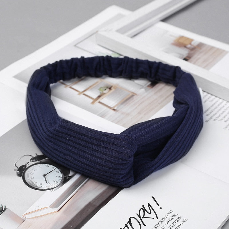 Solid Color Headband for Women Men Yoga Knitting Elastic Hair Bands Turban Makeup Hair Hoop Vintage Headwrap Accessories
