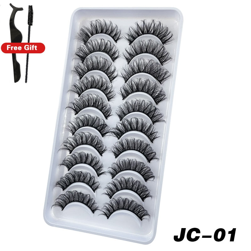 Russian Strip Lashes 6/10 Pairs Fluffy Mink Lashes 3D False Eyelashes Russian Eyelash DD Curl Fake Eye Lash Makeup