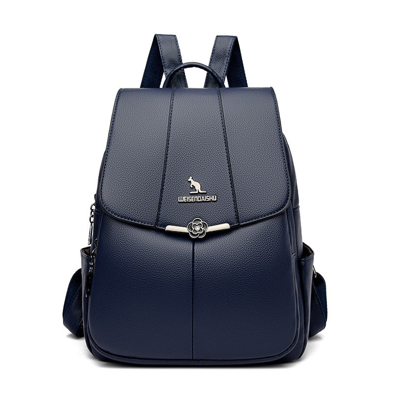 Women's Backpack Soft Leather Casual Lightweight One-Shoulder Travel Bag Fashion School Bag