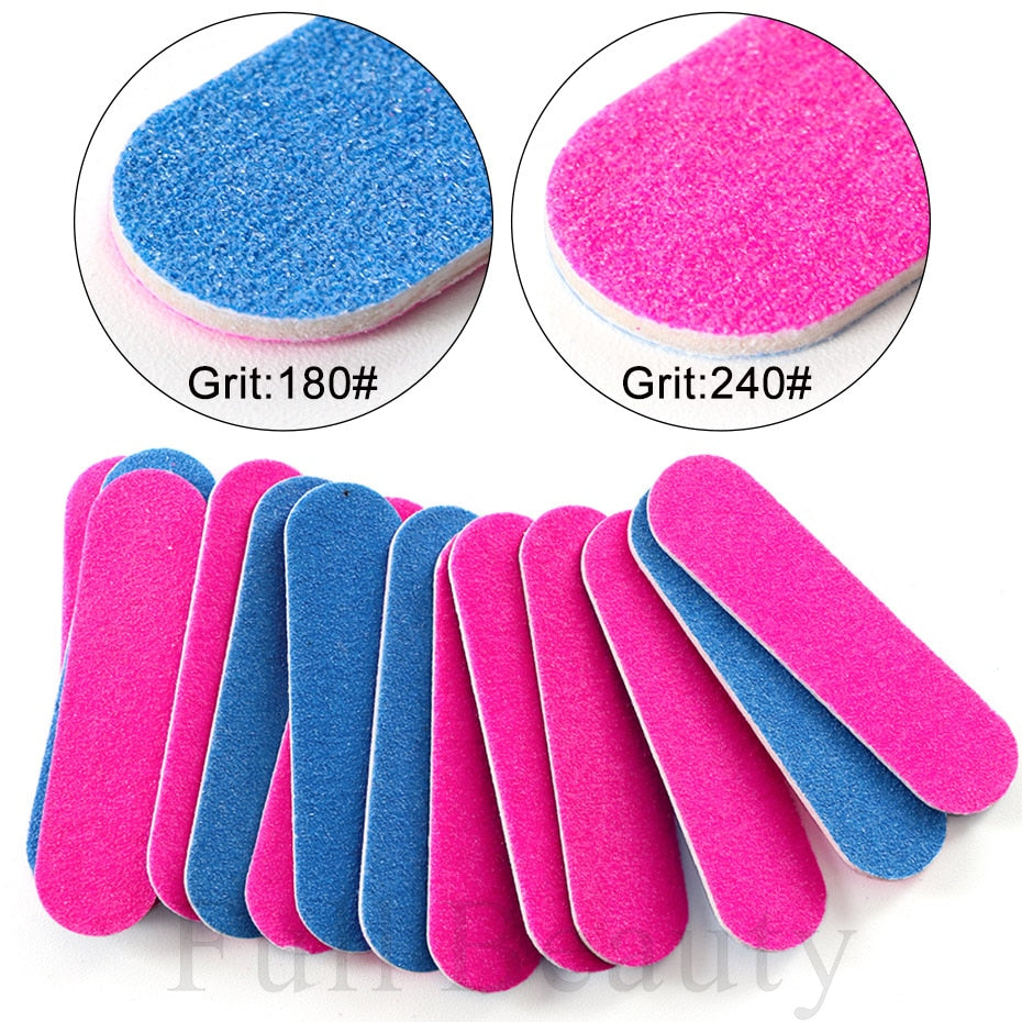 Mini Double Sided Nail File Set Sanding Buffer Block 180/240 Grit Gel Polish Manicure Tool Kit SA858