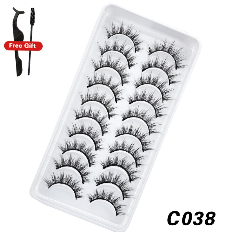 6 / 10 pairs Natural Short Eyelashes 3D Mink Lashes ExtensionsThick, Lightweight, Comfortable, Natural Look And Shape