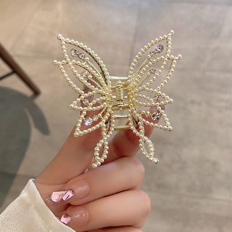 Golden Butterfly Women Hair Claws Luxury Hair Clips For Girl Crab Large Size Korean Barrette Headwear Hair Styling Accessories