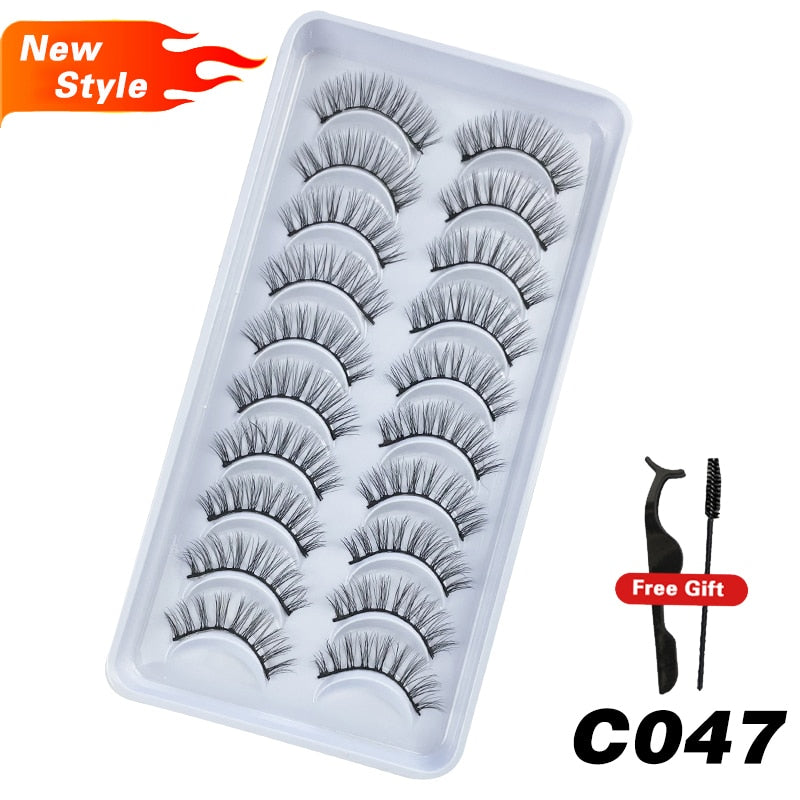 6 / 10 pairs Natural Short Eyelashes 3D Mink Lashes ExtensionsThick, Lightweight, Comfortable, Natural Look And Shape
