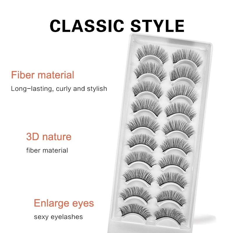 10 Pairs Natural 3d Faux Mink False Eyelashes