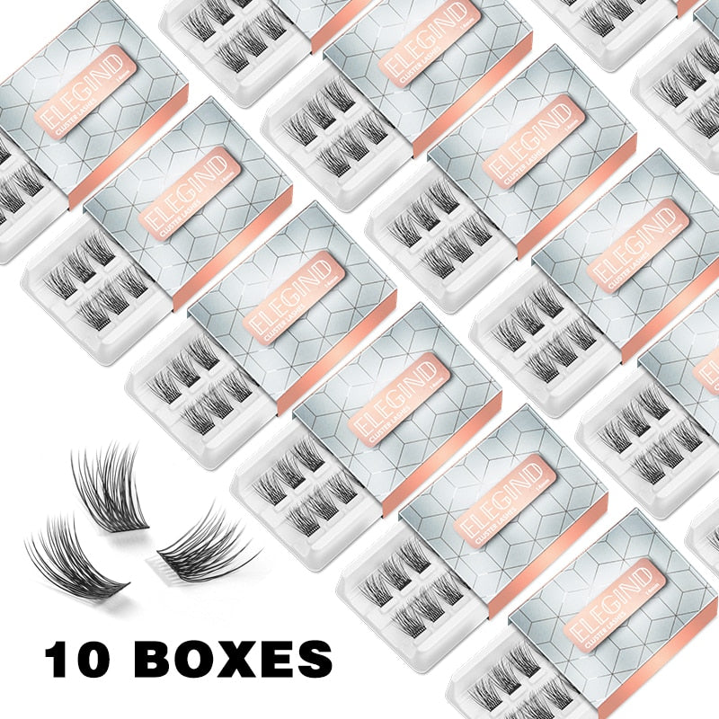Eyelash Extension Kit With 3D Volume 12/14mm Lash Clusters Individual Lashes with glue ,Eyelash curler, tweezer in the pack