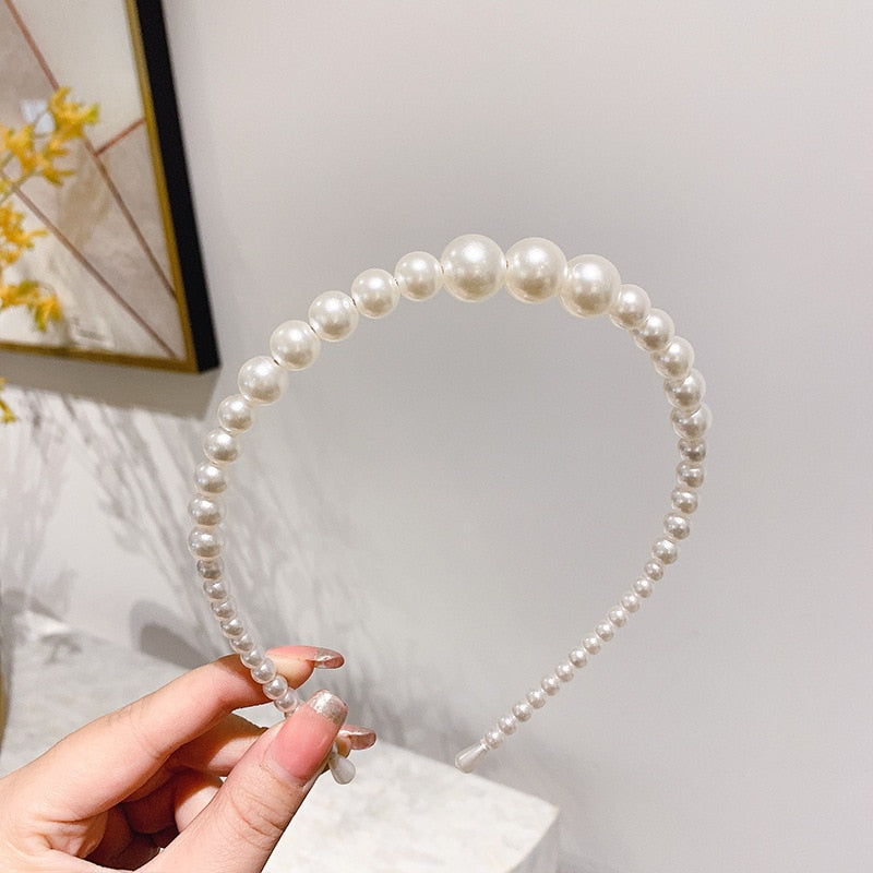 New Women Full Pearls Hair Bands Elegant Sweet Headband Simple Hair Hoop Head Band Korean Handmade Wedding Hair Accessories Gift