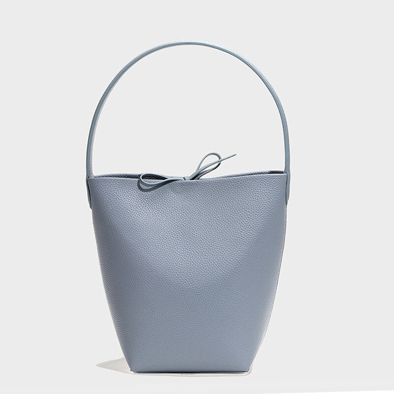 MS Fashion Bag Women Simple Cowhide Bucket Bag Oversize Lady Handbag Shoulder Luxury Togo Leather Bucket Bags Spring New 2023