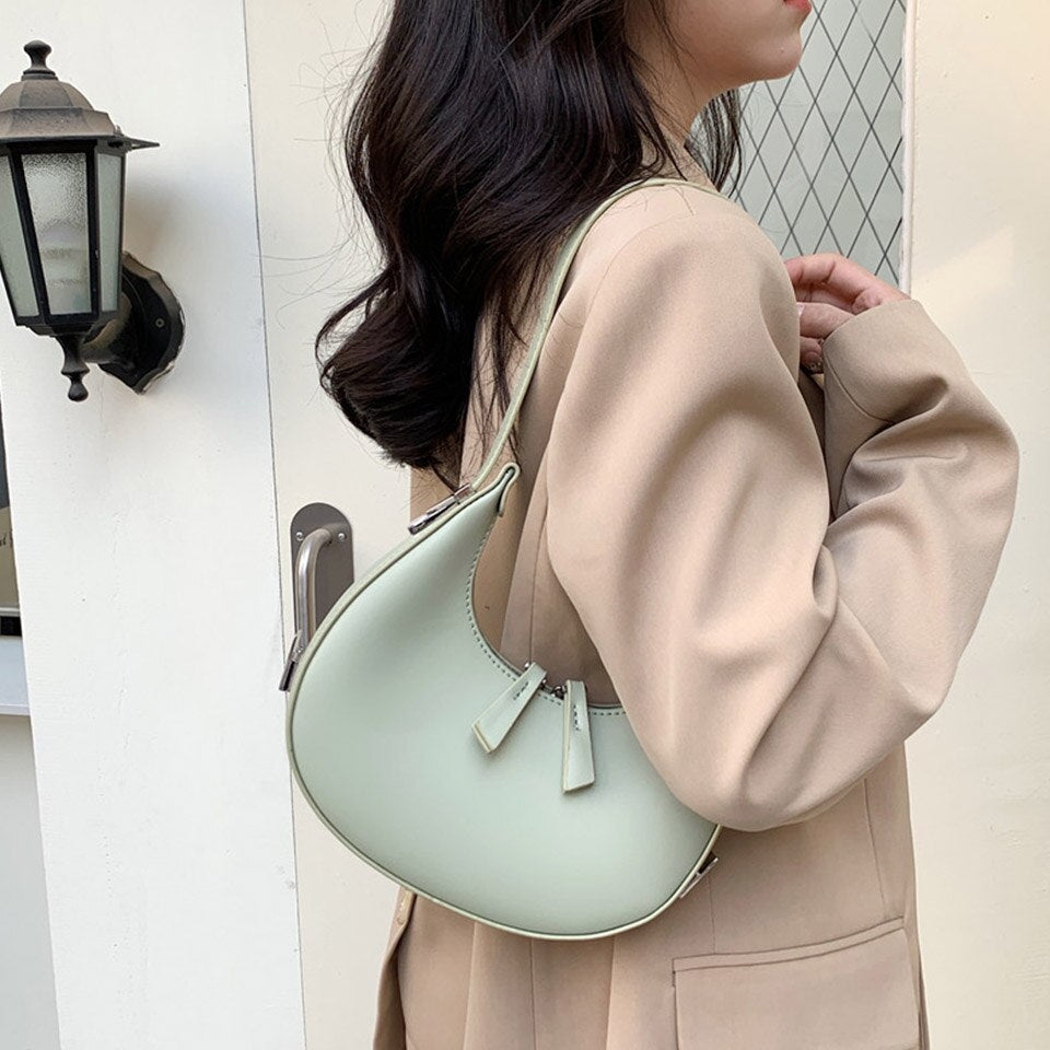 Trendy High Quality Luxury Brand Design Autumn Women's One Shoulder Crescent Bag Small