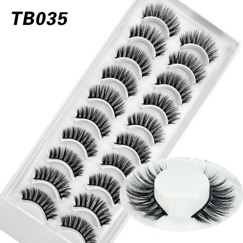 10 Pairs Natural 3d Faux Mink False Eyelashes