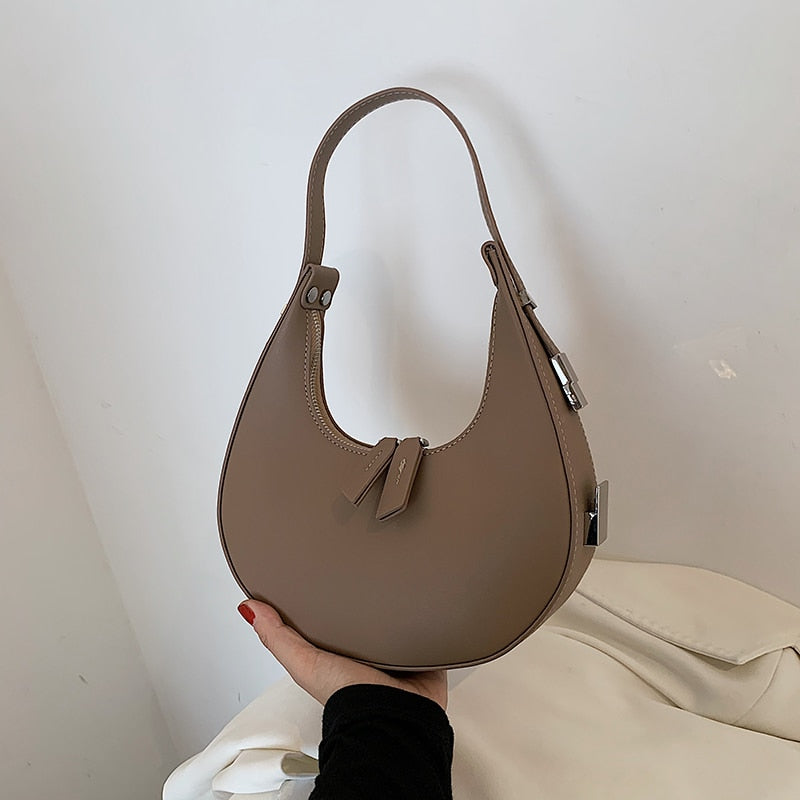 Petscog Luxury Handbags Vintage Leather Clutch Bag Half Moon Underarm Shoulder Bags For Women Handle Bag Bolsa Feminina